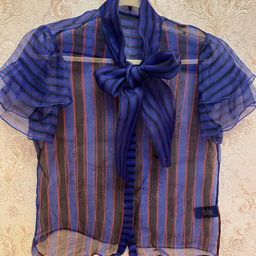 Alice + Olivia neck tie organza blouse
